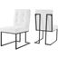 Privy Black and White Black Stainless Steel Upholstered Fabric Dining Chair Set of 2