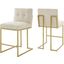 Privy Counter Stool Upholstered Fabric Set of 2 In Gold Beige