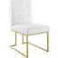 Privy Gold and White Gold Stainless Steel Upholstered Fabric Dining Accent Chair