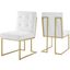Privy Gold and White Gold Stainless Steel Upholstered Fabric Dining Accent Chair Set of 2