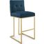 Privy Gold Azure Gold Stainless Steel Upholstered Fabric Bar Stool