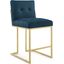 Privy Gold Azure Gold Stainless Steel Upholstered Fabric Counter Stool