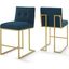 Privy Gold Azure Gold Stainless Steel Upholstered Fabric Counter Stool Set of 2