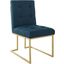 Privy Gold Azure Gold Stainless Steel Upholstered Fabric Dining Accent Chair