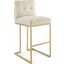 Privy Gold Beige Gold Stainless Steel Upholstered Fabric Bar Stool
