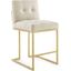 Privy Gold Beige Gold Stainless Steel Upholstered Fabric Counter Stool EEI-3852-GLD-BEI