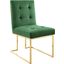 Privy Gold Emerald Gold Stainless Steel Performance Velvet Dining Chair