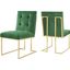 Privy Gold Emerald Gold Stainless Steel Performance Velvet Dining Chair Set of 2