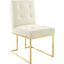 Privy Gold Ivory Gold Stainless Steel Performance Velvet Dining Chair