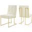 Privy Gold Ivory Gold Stainless Steel Performance Velvet Dining Chair Set of 2