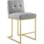Privy Gold Light Gray Gold Stainless Steel Upholstered Fabric Counter Stool