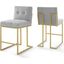 Privy Gold Light Gray Gold Stainless Steel Upholstered Fabric Counter Stool Set of 2