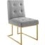 Privy Gold Light Gray Gold Stainless Steel Upholstered Fabric Dining Accent Chair