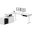 Pro-Vega Height Adjustable L-Desk with Dual Monitor Arm in White and Black