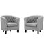 Prospect Light Gray 2 Piece Upholstered Fabric Arm Chair Set