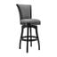 Raleigh 26 Inch Counter Height Swivel Barstool In Black Finish and Gray Faux Leather