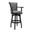 Raleigh 26 Inch Counter Height Swivel Gray Faux Leather and Black Wood Arm Bar Stool