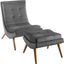 Ramp Gray Upholstered Performance Velvet Lounge Chair and Ottoman Set