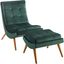 Ramp Green Upholstered Performance Velvet Lounge Chair and Ottoman Set