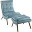 Ramp Light Blue Upholstered Performance Velvet Lounge Chair and Ottoman Set