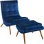 Ramp Navy Upholstered Performance Velvet Lounge Chair and Ottoman Set