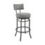 Rees 41 Inch Swivel Counter or Bar Stool In Black Finish with Gray Faux Leather