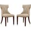Reine Faux Leather Dining Chair (Set of 2) in Cream and Walnut