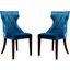 Reine Velvet Dining Chair (Set of 2) in Cobalt Blue and Walnut