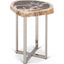 Relique Eliza End Table In Polished Stainless Steel Base And Natural Dark Top