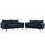 Revive Azure Upholstered Fabric Sofa and Loveseat Set