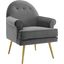 Revive Gray Tufted Button Accent Performance Velvet Arm Chair