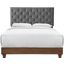 Rhiannon Walnut Gray Diamond Tufted Upholstered Fabric Queen Bed