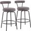 Rhonda Contemporary Counter Stool In Black Steel And Charcoal Fabric - Set Of 2