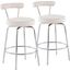 Rhonda Contemporary Counter Stool In Chrome And Cream Fabric - Set Of 2