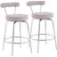 Rhonda Contemporary Counter Stool In Chrome And Light Grey Fabric - Set Of 2