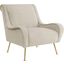 Ricci Upholstered Saddle Arms Accent Chair In Stone and Gold