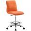 Ripple Armless Vegan Leather Drafting Chair In Silver Orange