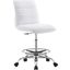 Ripple Armless Vegan Leather Drafting Chair In Silver White