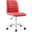 Ripple Red Armless Mid Back Vinyl Office Chair