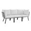 Riverside 3 Piece Outdoor Patio Aluminum Sectional Sofa Set EEI-3782-SLA-WHI