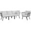 Riverside 4-Piece Outdoor Patio Aluminum Set In Gray and White