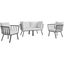 Riverside Gray and White 4 Piece Outdoor Patio Aluminum Set