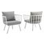 Riverside White and Gray Outdoor Patio Aluminum Arm Chair Set of 2
