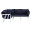 Riverside White Navy 4 Piece Outdoor Patio Aluminum Sectional