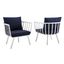 Riverside White Navy Outdoor Patio Aluminum Arm Chair Set of 2