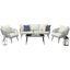 Riviera Rope Wicker 4-Piece 5 Seater Patio Conversation Set With Cushions In Cream OD-CV015-CR