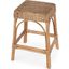 Robias 24.5 Inch Rectangular Rattan and Water Hyacinth Counter Stool In Light Brown