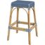 Robias Rectangular Rattan 30 Inch Bar Stool In Blue and White Dot