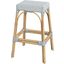 Robias Rectangular Rattan 30 Inch Bar Stool In White and Sky Blue Dot
