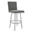 Rochester 30 Inch Swivel Modern Brushed Stainless Steel and Gray Faux Leather Barstool